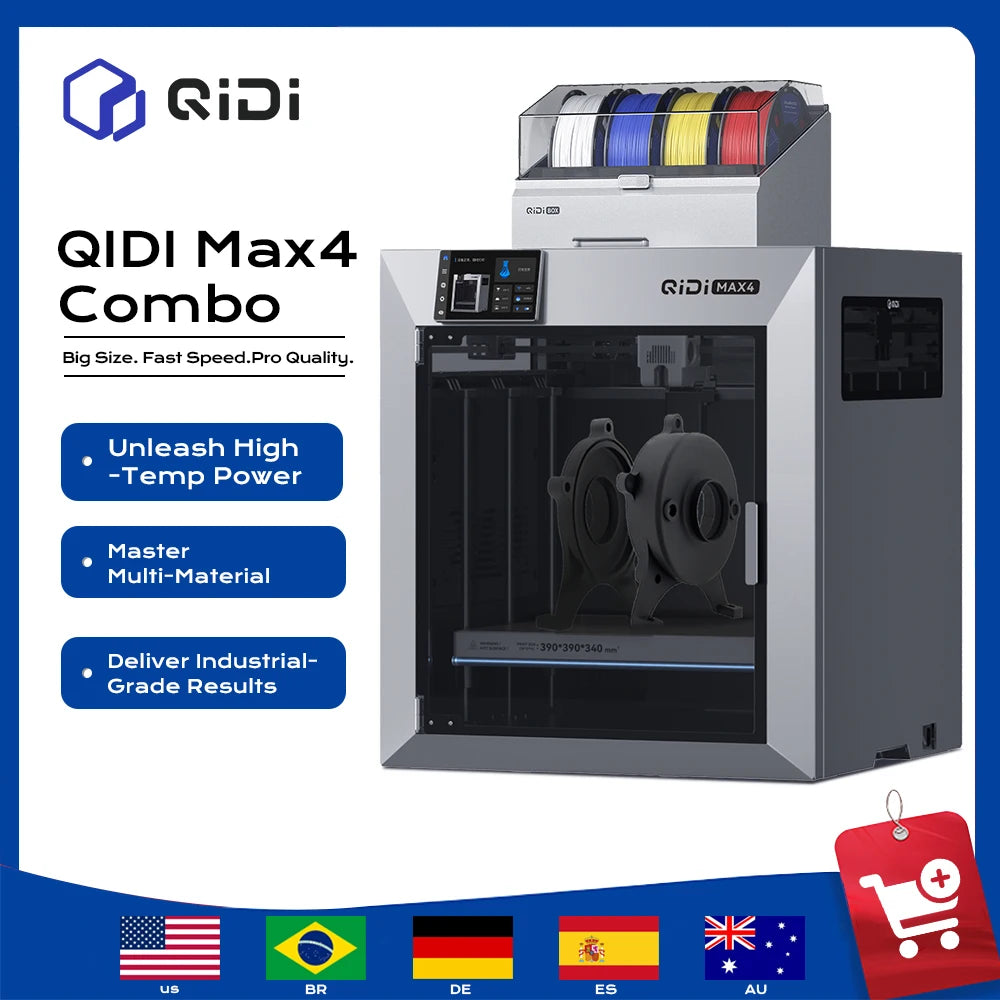 QIDI MAX4 Combo CoreXY 3D Printer Industrial Large Scale High Speed Impressora 3D Enclosed Chamber Engineering Filament